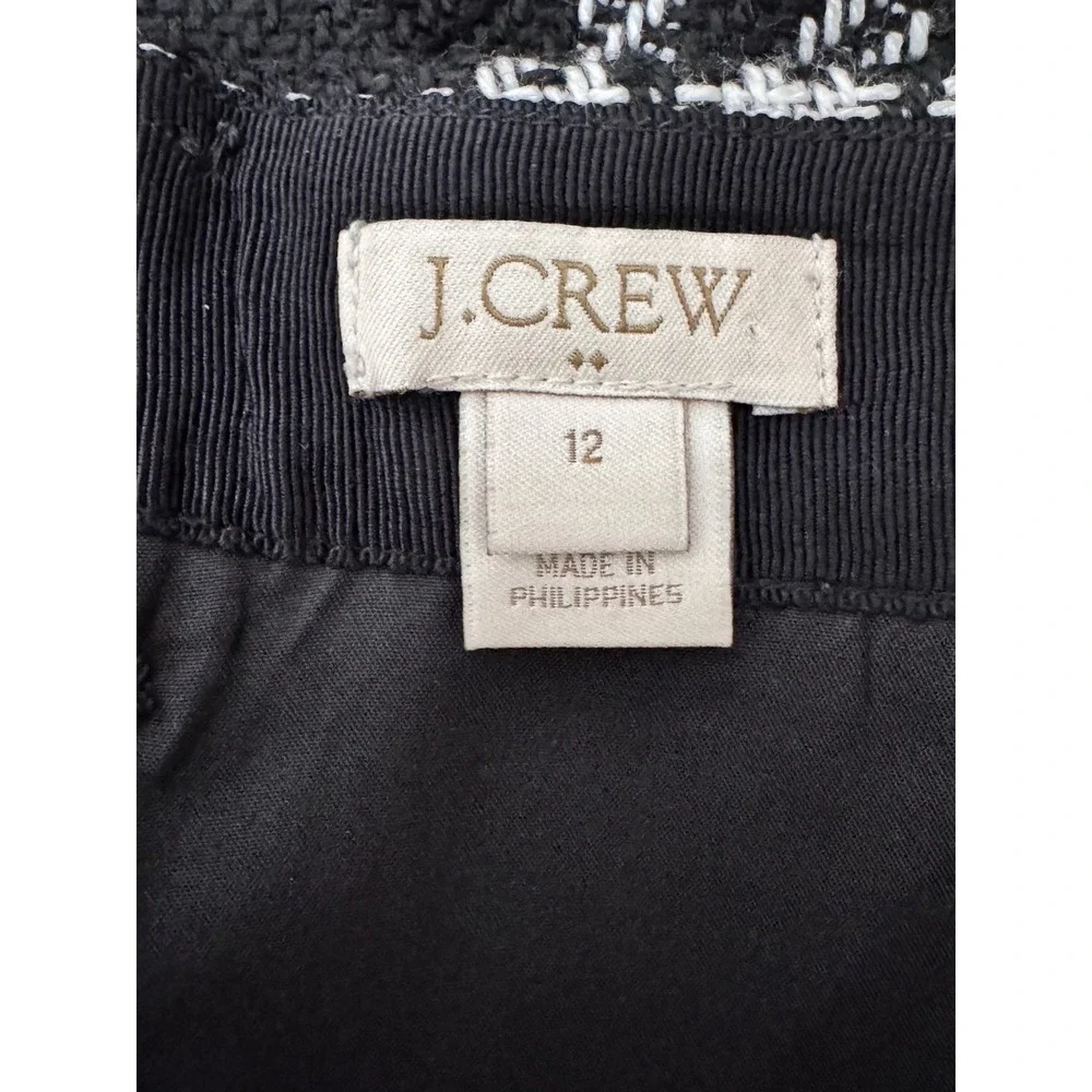 J. Crew Plaid‎ A-Line Skirt Black White Tweed Women's Size 12